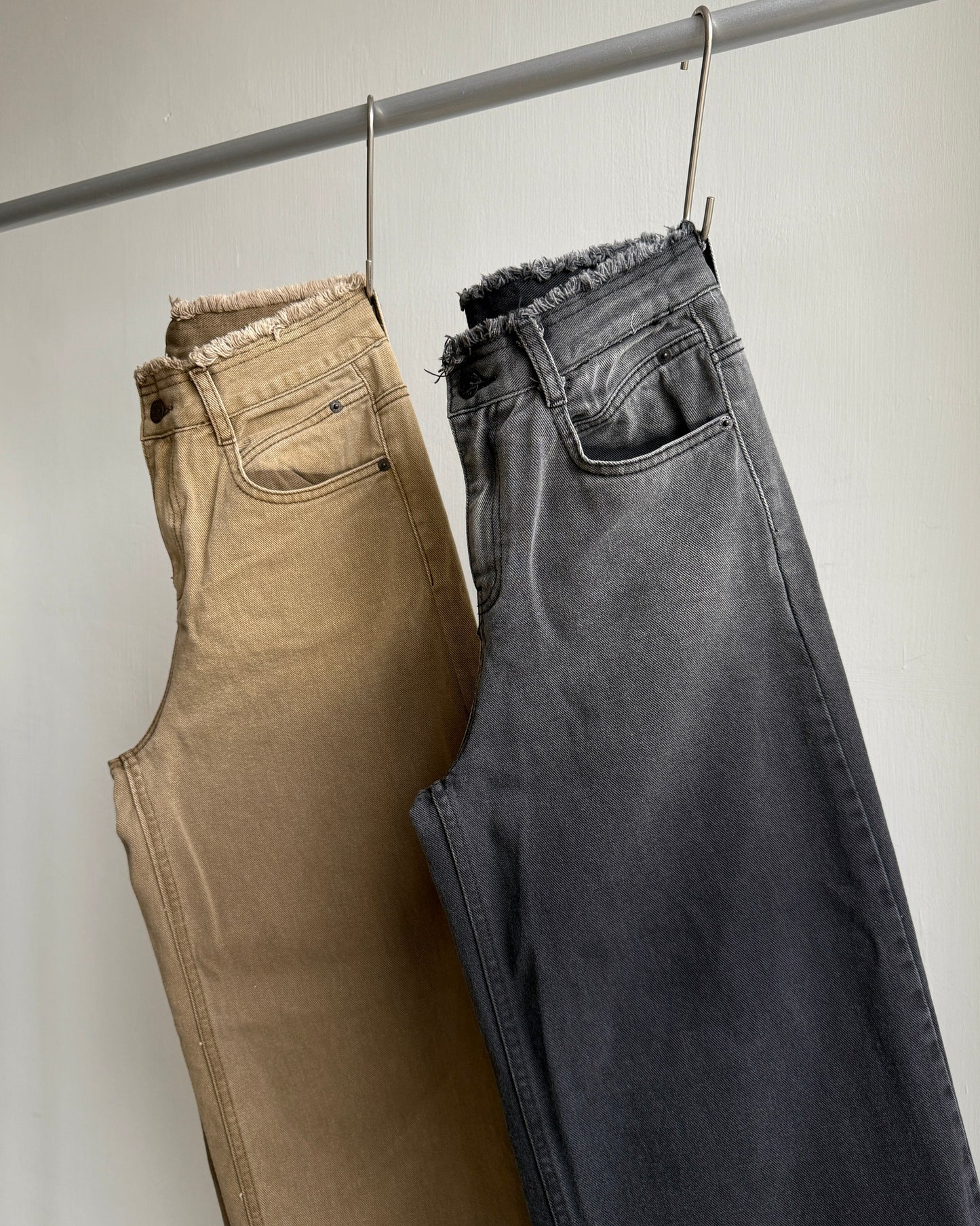 🩵牛仔褲限定優惠 JN060 Washed Wide Jeans - Brown | Drak Gray