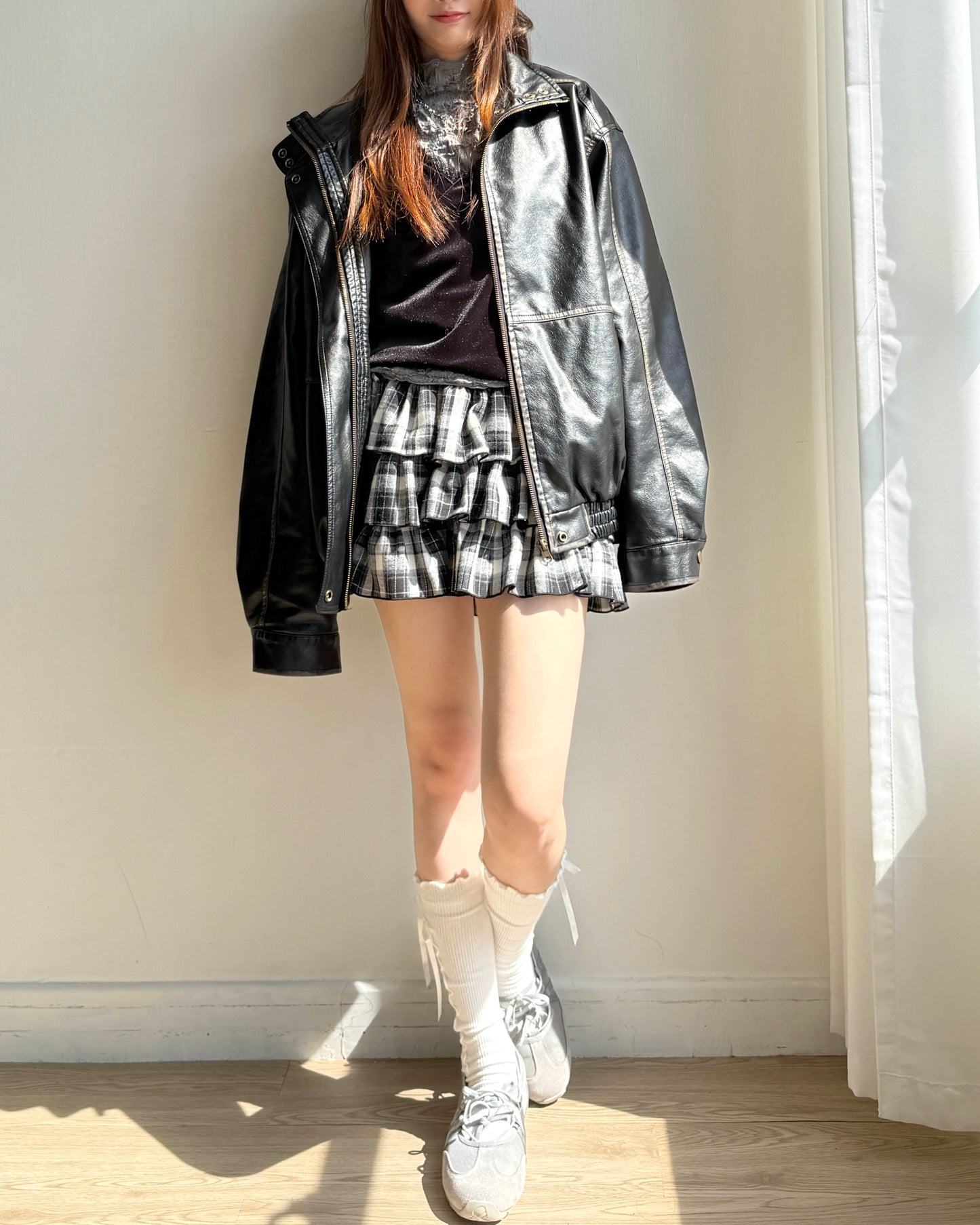 🐏早鳥限定優惠 JK042 Peer Leather Jacket - Dark Brown | Black