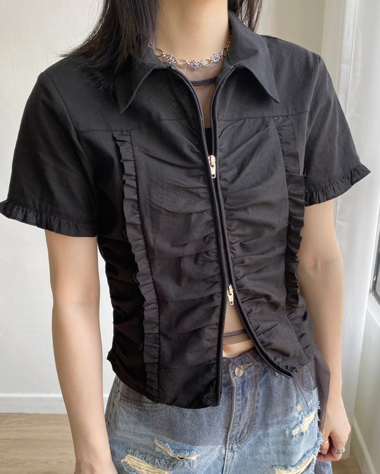 TP522 Double Zip Top - Khaki | Black