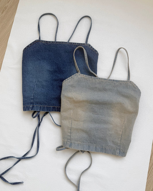 VT253 Denim Strap Camisole - Light Blue | Navy