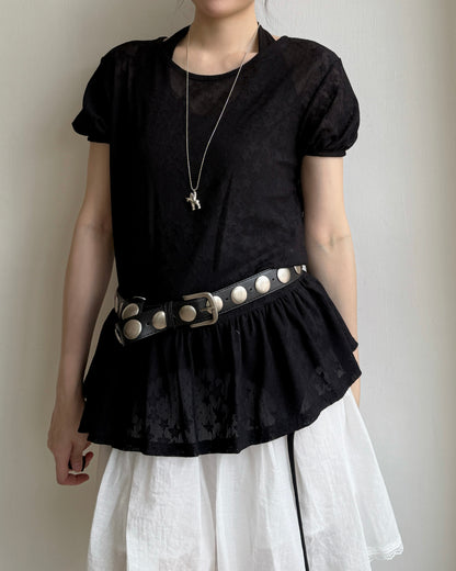 TP595 Star Sheer Blouse - White | Black