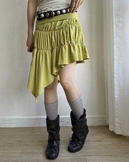 SK227 2Way Shirring Skirt&OPS - Lime | Green | White