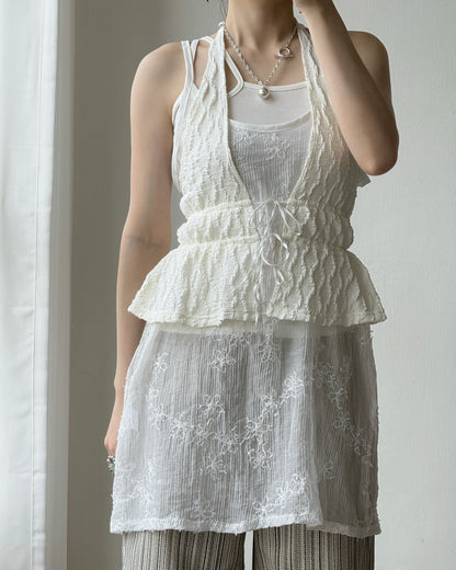 VT297 Floral Vest OPS - White | Black