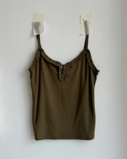 VT303 Frill Button Vest - Ivory | Khaki | Black