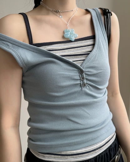 VT293 Striped Vest - Green | Navy