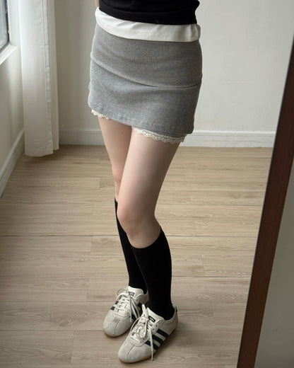 SK222 Floral Skirt - Ivory | Gray