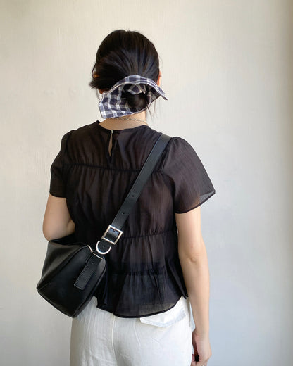 TP525 Frill Blouse - Ivory | Black