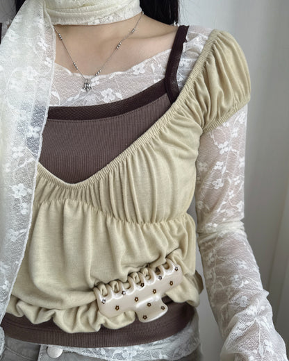 VT329 Layer Sleeveless - Brown | White | Black
