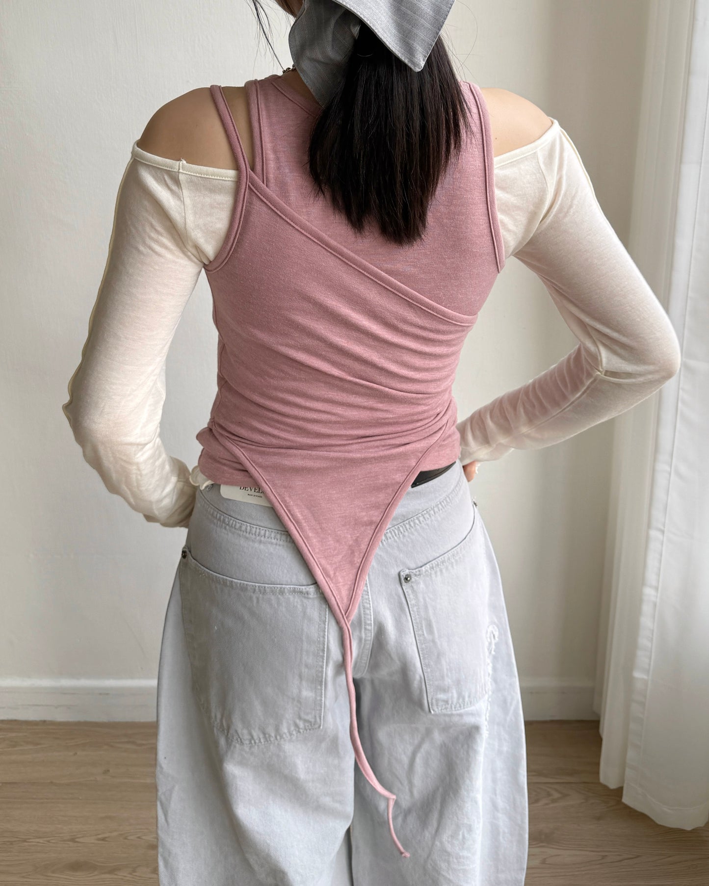 VT260 Layered Vest Set - White | Black | Pink