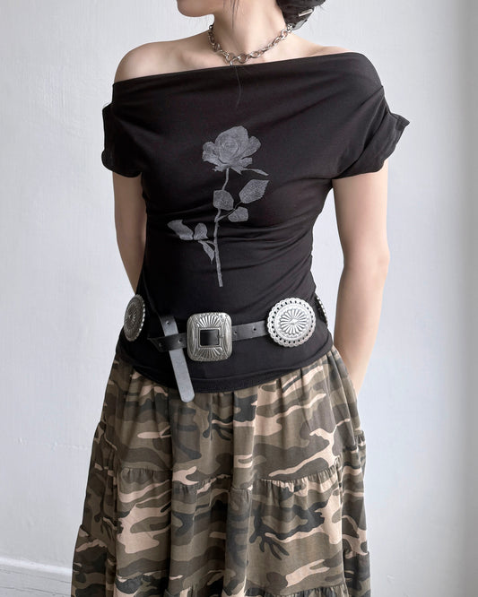 TP536 Rose off-shoulder - White | Black