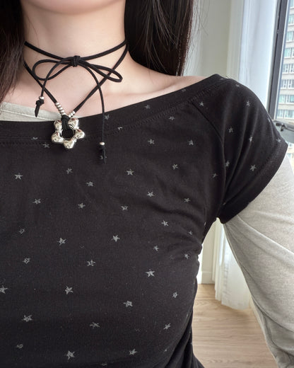 TP543 Star Shirring Top - White | Gray | Black