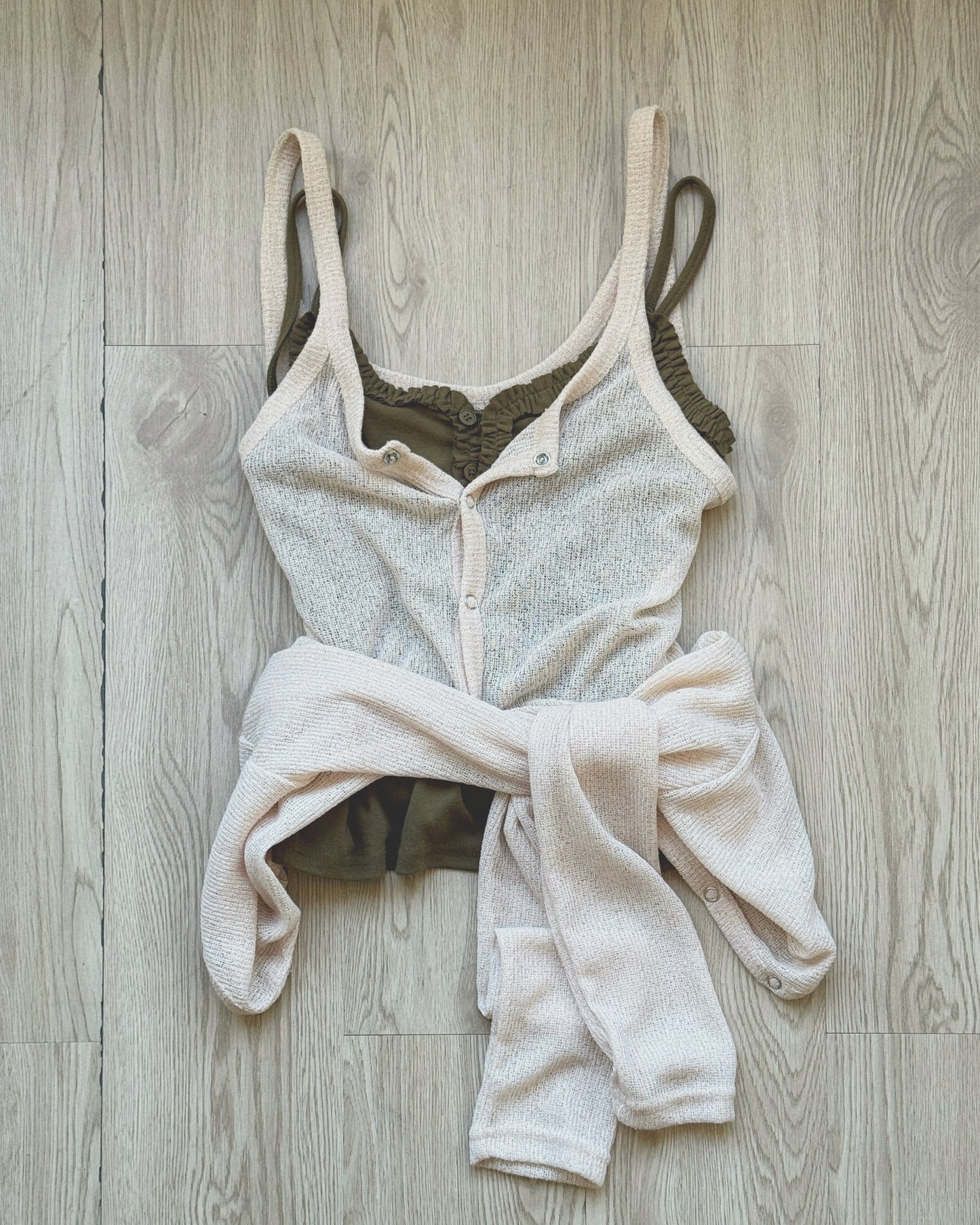 VT303 Frill Button Vest - Ivory | Khaki | Black