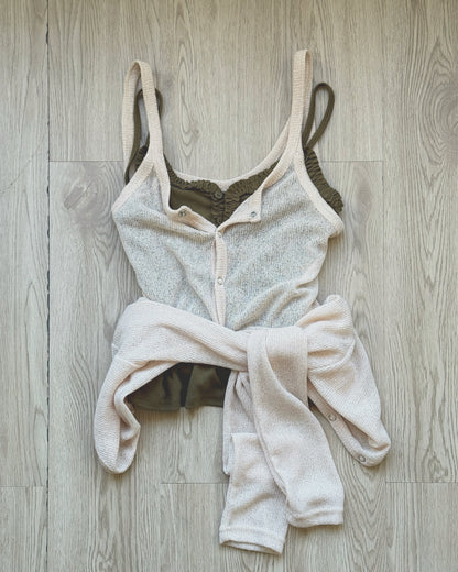VT303 Frill Button Vest - Ivory | Khaki | Black