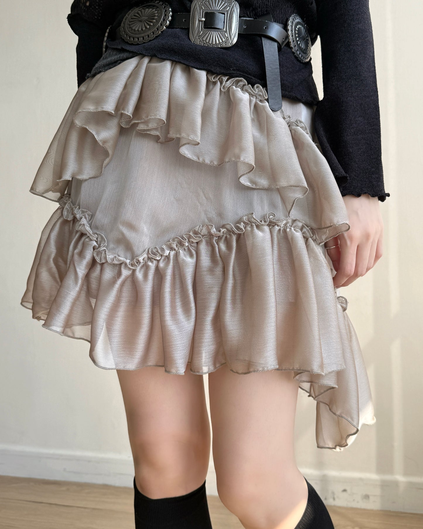 SK210 Cancan Skirt - White | Mocha