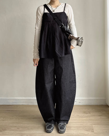 JN070 Balloon Buckle Stripe Pants - Navy | Brown | Gray