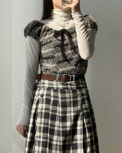 TP560 泡泡褶皺針織衫 - Brown | Black