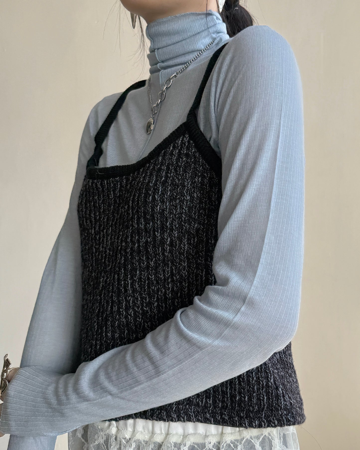 VT272 針織小背心 - Gray | Black