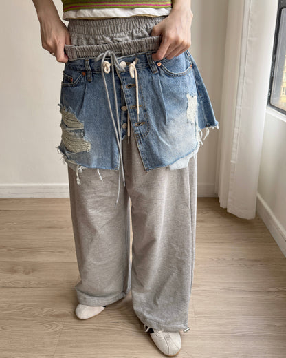 PT081 Double Waistband Pants - Gray | Black