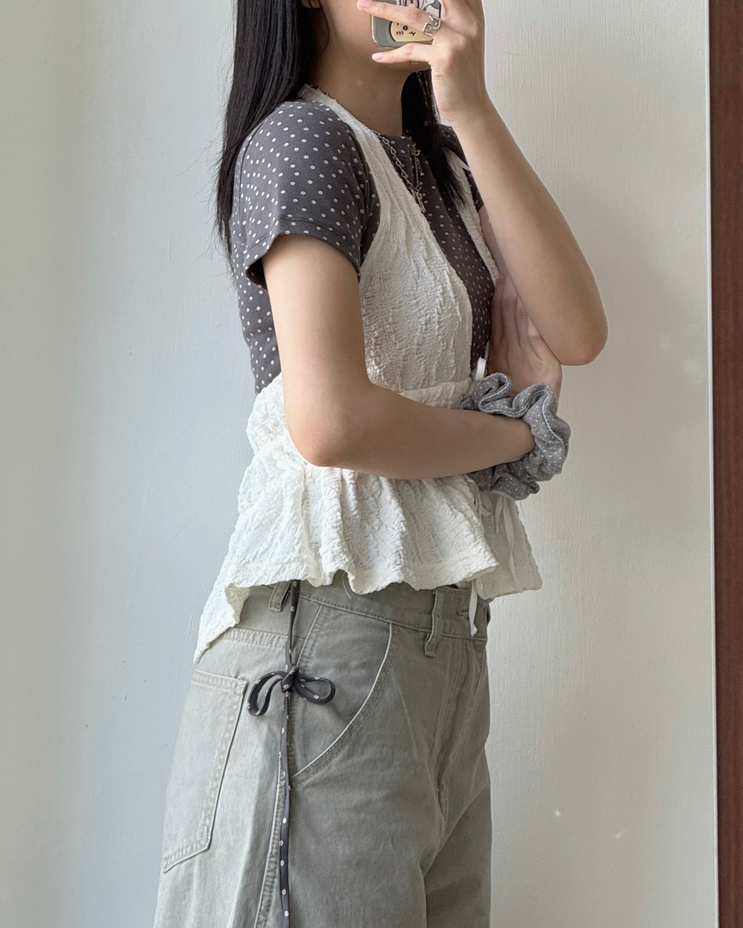 TP601 Floral Top - Gray | White | Navy
