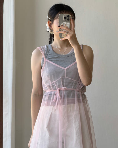 VT311 Layered Tank top - Pink | Beige | Charcoal | Gray
