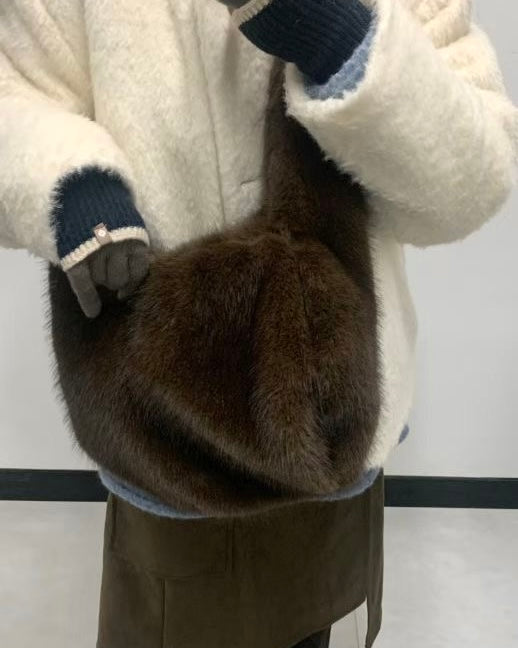 BG033 MoMo Fur Bag - Ivory | Brown