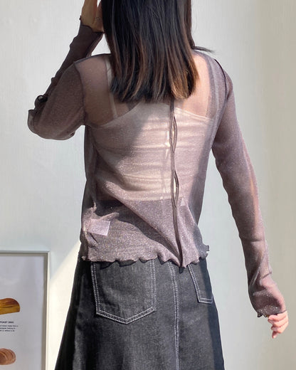 現貨 TP485 JP 2way Sheer Top - Blue | Charcoal