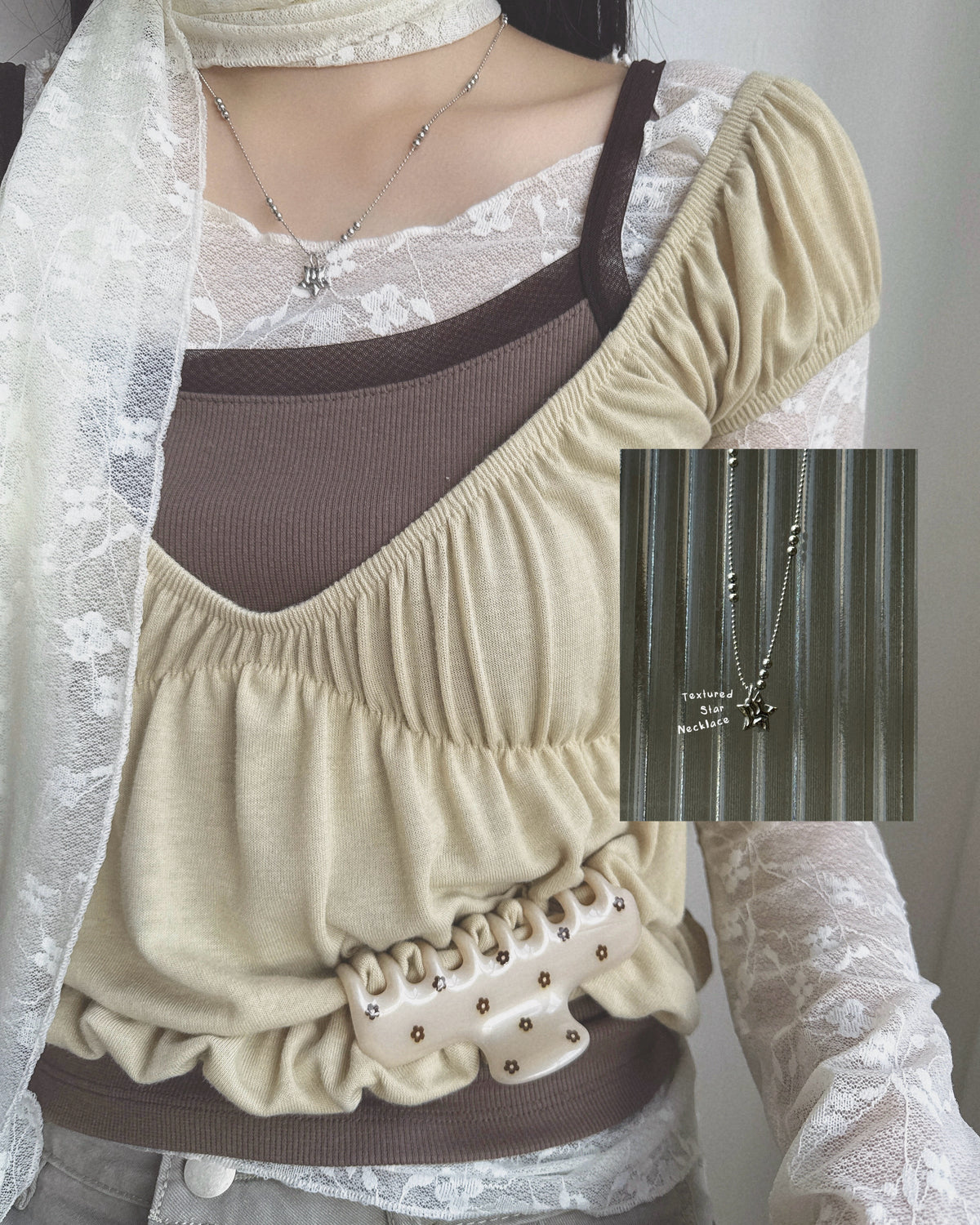 KA428 Texture Star Necklace