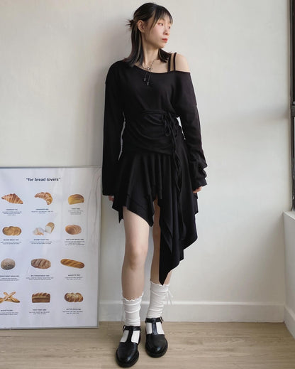 現貨 SK175 Irregular Skirt - Black