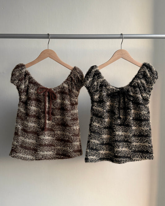 TP560 泡泡褶皺針織衫 - Brown | Black