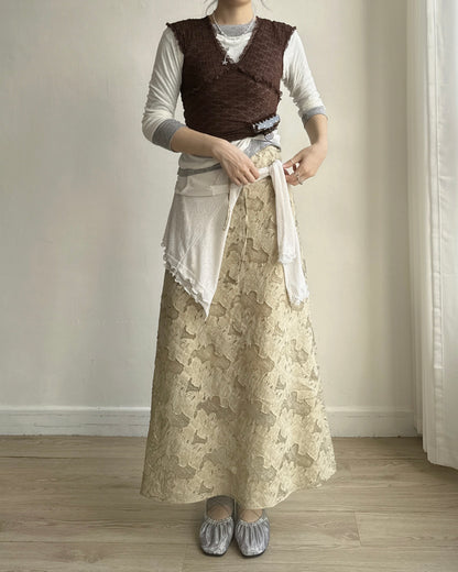 VT331 Vintage Lace Vest - Brown | White