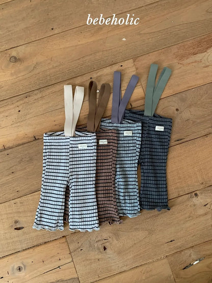 🍪Bebeholic 條紋吊帶褲 - Ivory | Green | Grey | Brown