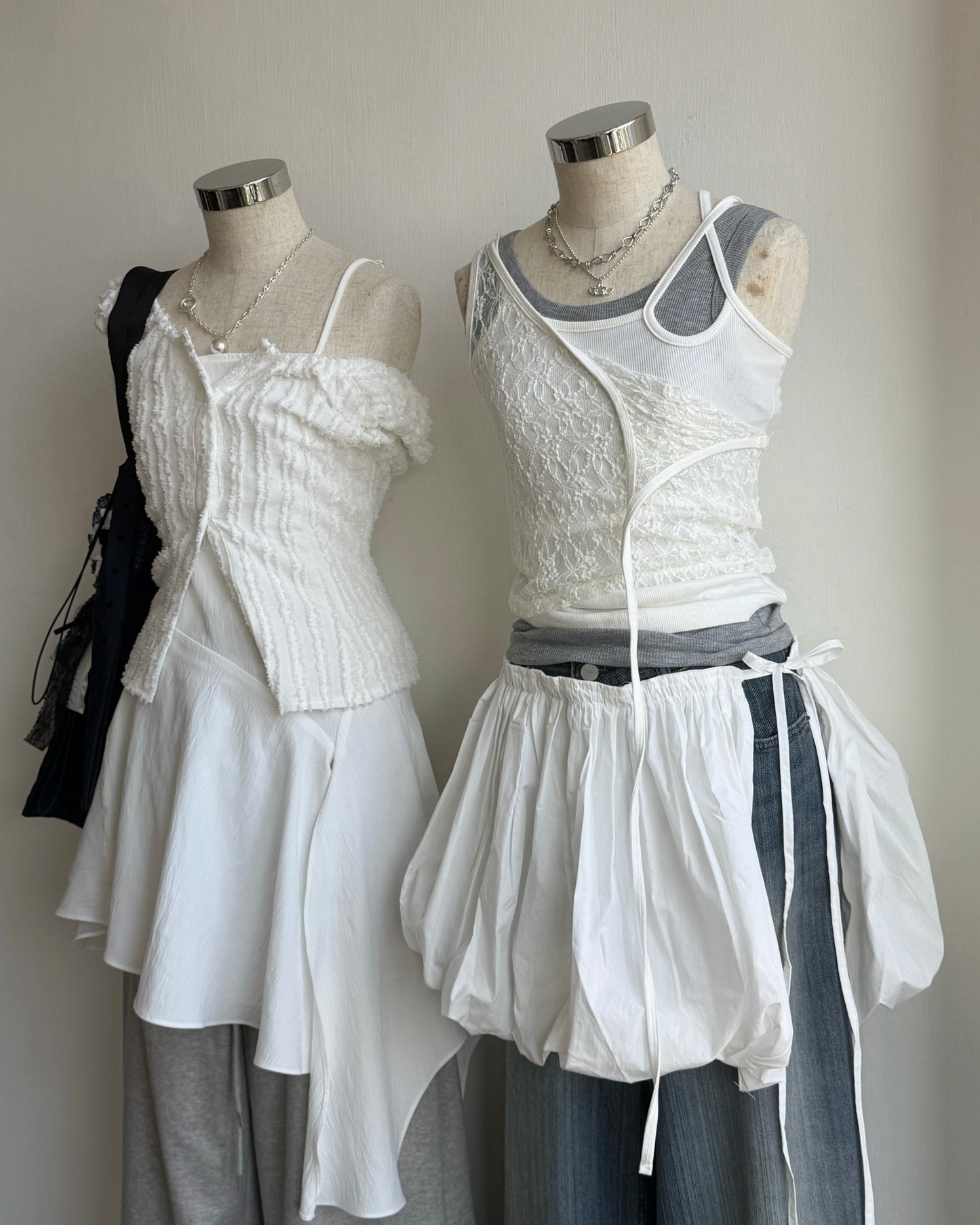 SK221 Balloon Skirt - White | Black | Gray