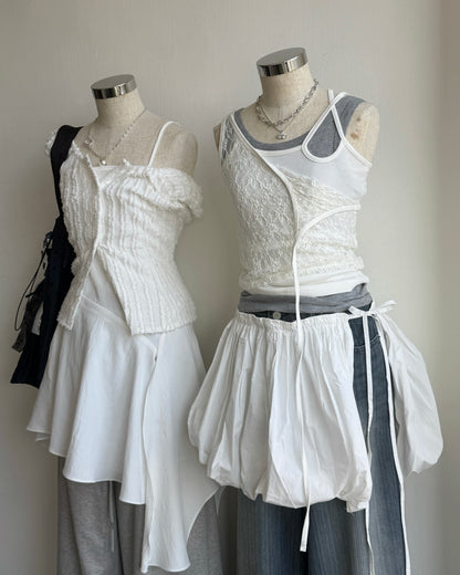 SK221 Balloon Skirt - White | Black | Gray