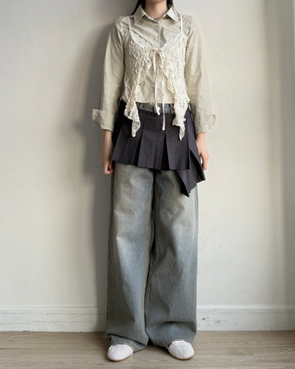 TP574 Cropped Shirt - Khaki | Blue | White