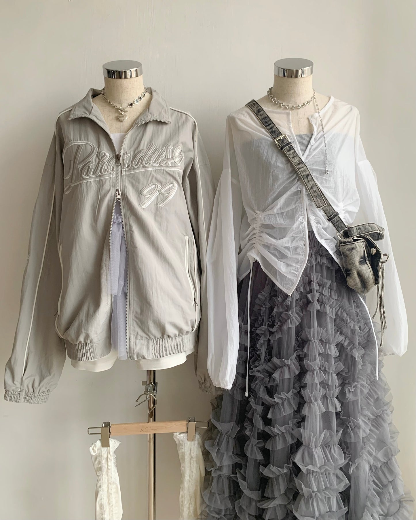 JK037 Oversize Unisex Jacket - Gray | Black