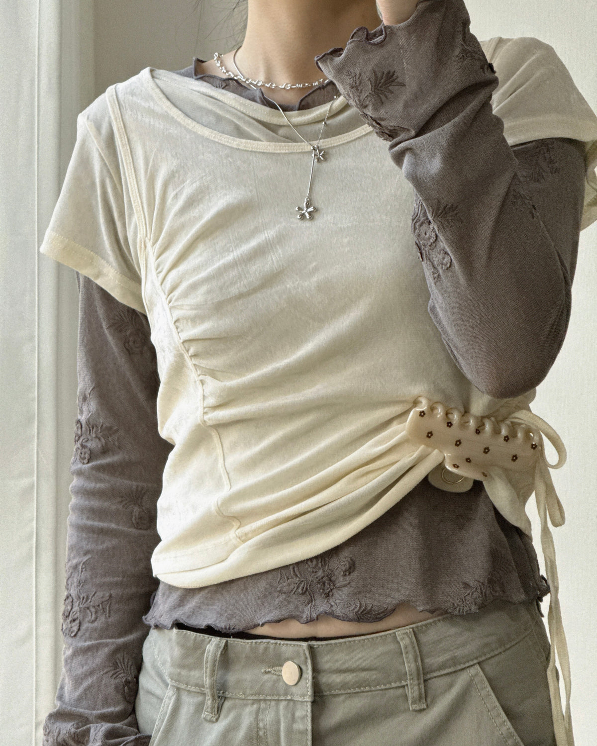 VT332 Velvet Drawstring Vest - Ivory | Beige | Charcoal