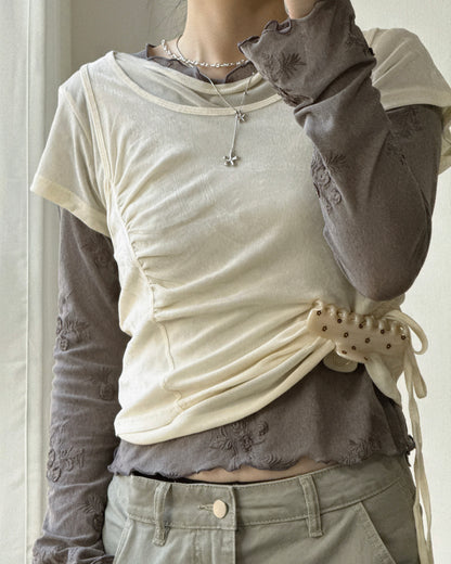 VT332 Velvet Drawstring Vest - Ivory | Beige | Charcoal