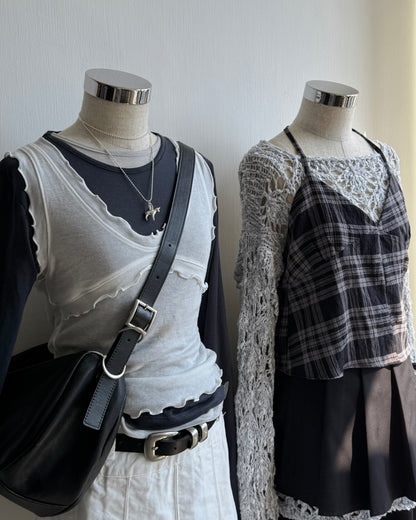 VT277 Ruffle Vest - White | Yellow | Brown | Purple | Charcoal