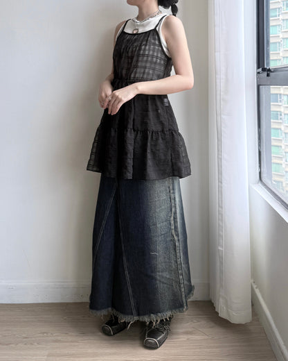 VT255 Check Sheer Vest - White | Black | Blue