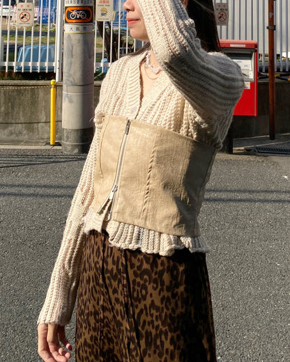 現貨 TP489 PU Leather Tube Top - Ivory