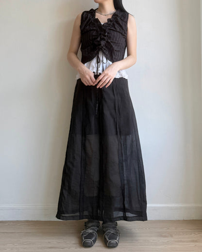 VT251 Sunny Vest Blouse - Ivory | Black