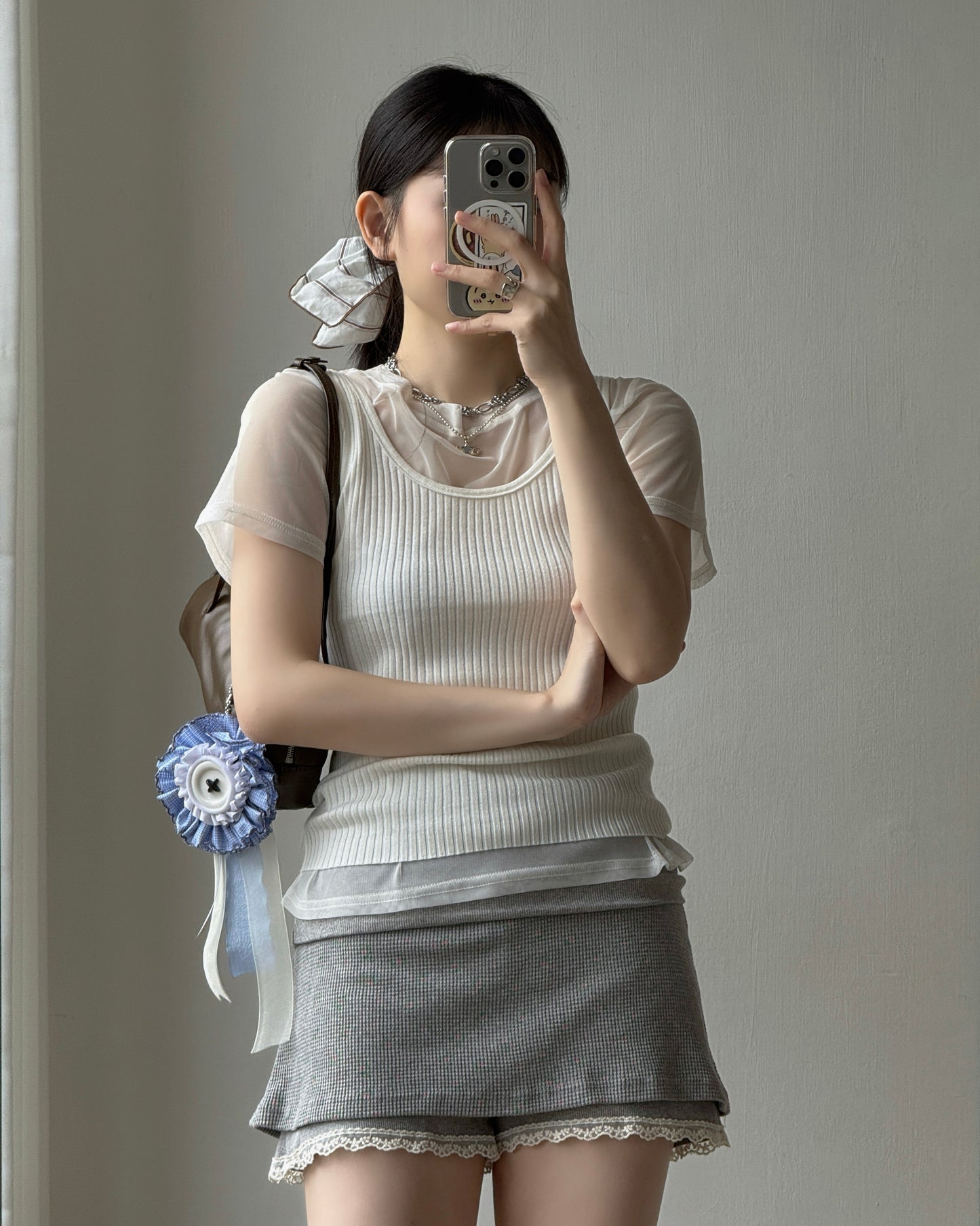 TP587 Sheer Top Set - White | Red