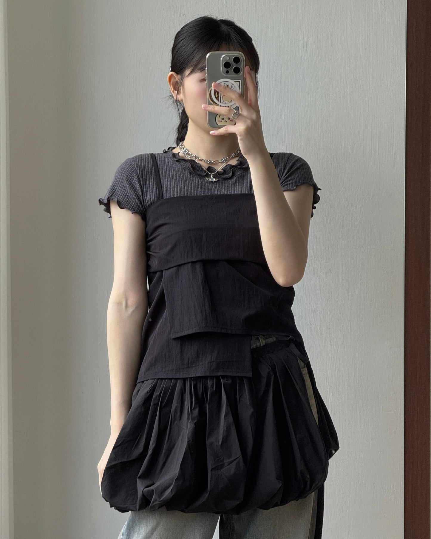 SK221 Balloon Skirt - White | Black | Gray