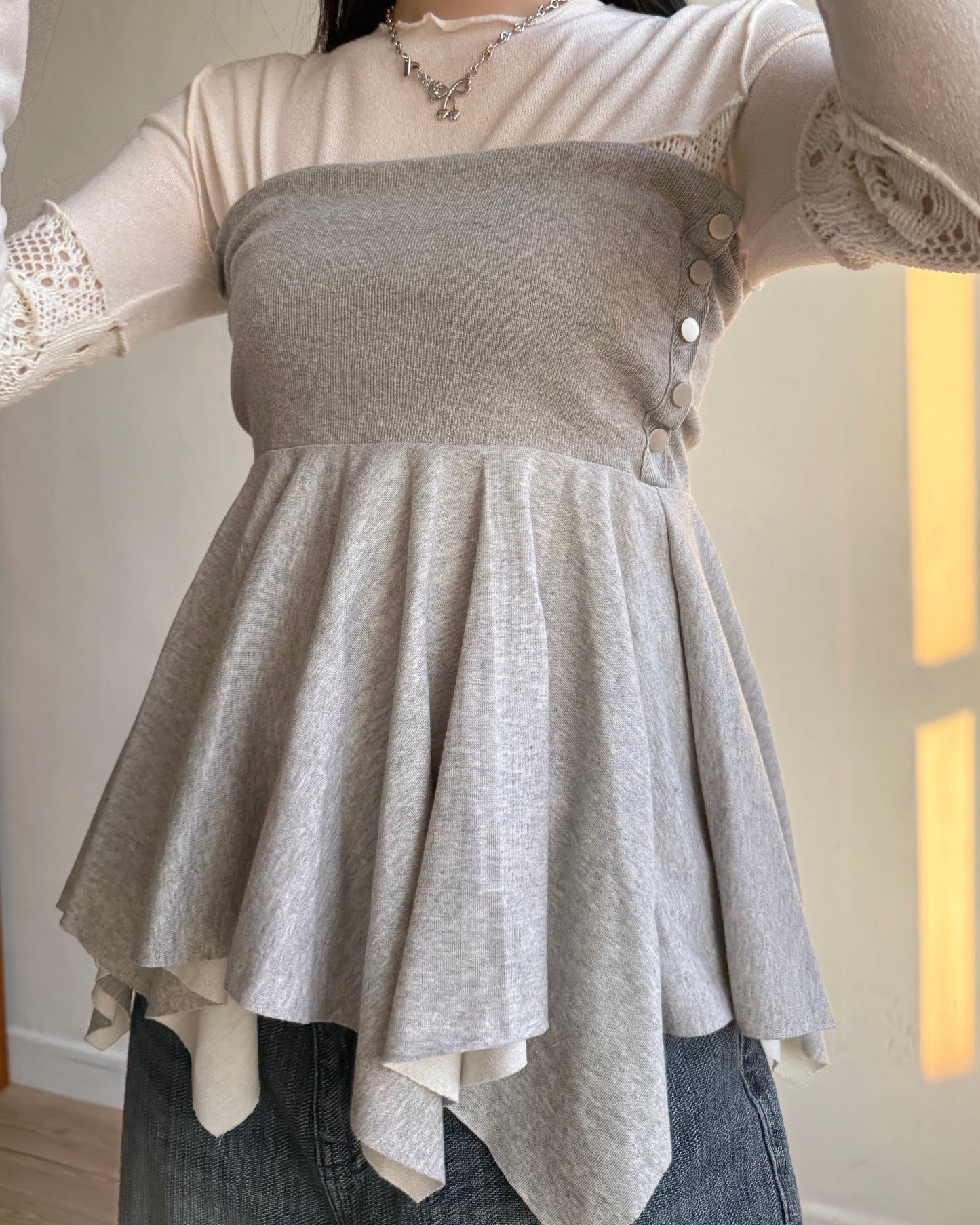 TP569 Folding 2way Skirt / Top - Gray | Black