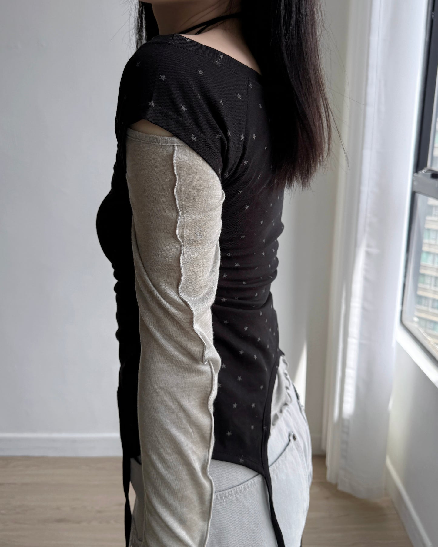 TP543 Star Shirring Top - White | Gray | Black