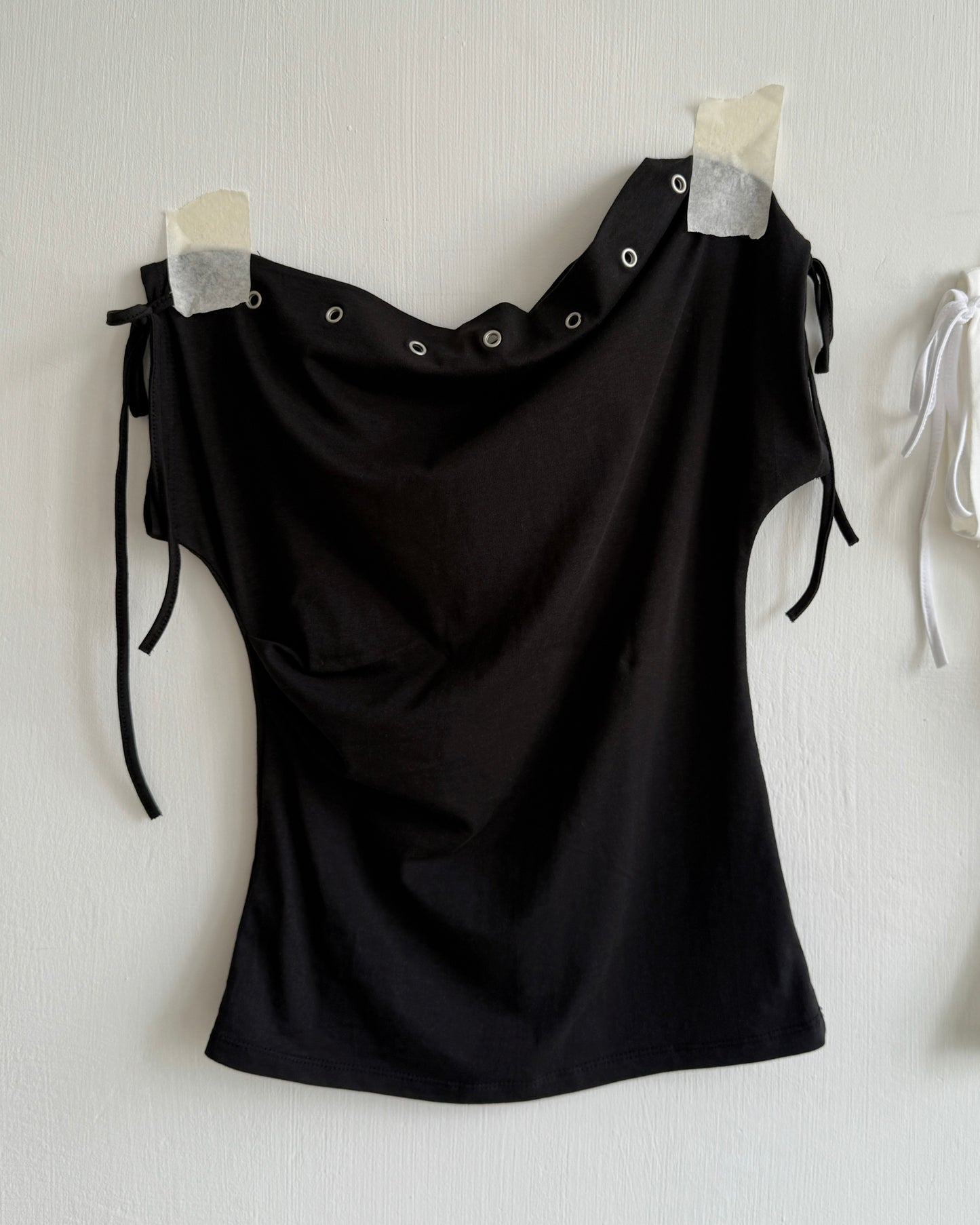 TP591 Eyelet Boat Neck Top - White | Gray | Black