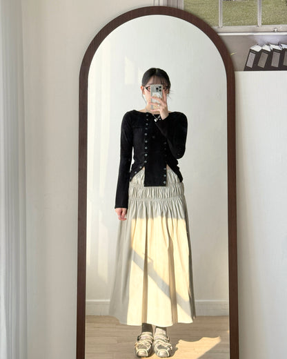 SK212 Maren Skirt - Beige | Charcoal