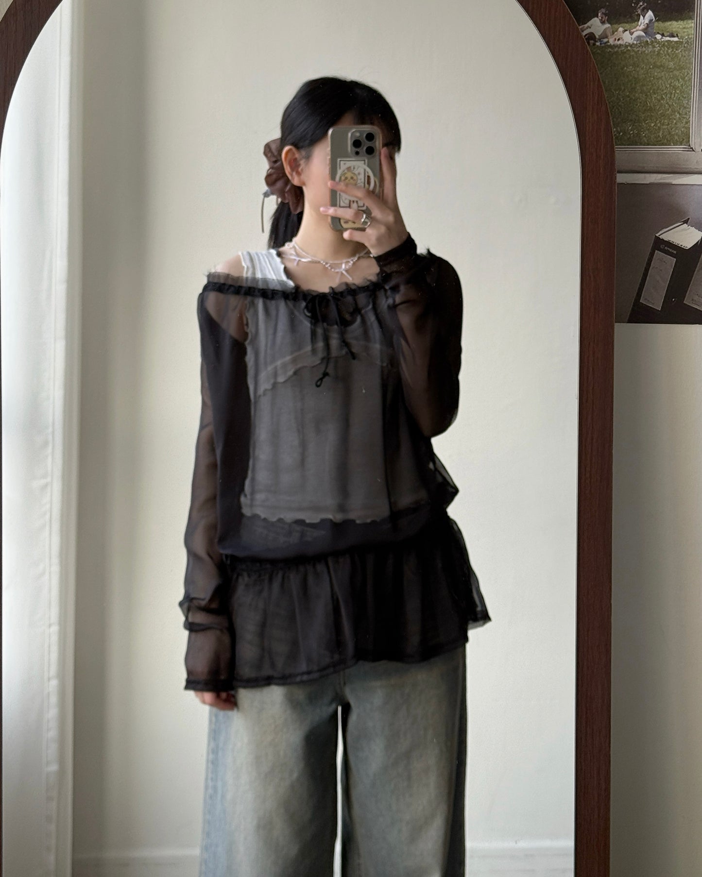 TP576 Sheer Top - White | Black