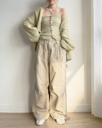 PT076 Ribbed Pants - Beige | Black