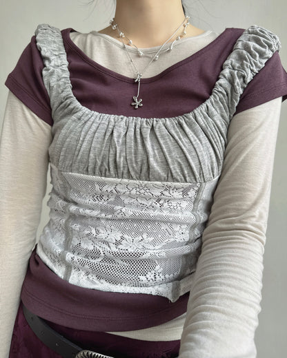 TP609 Drawstring Ruched Tee - White | Wine | Gray | Black